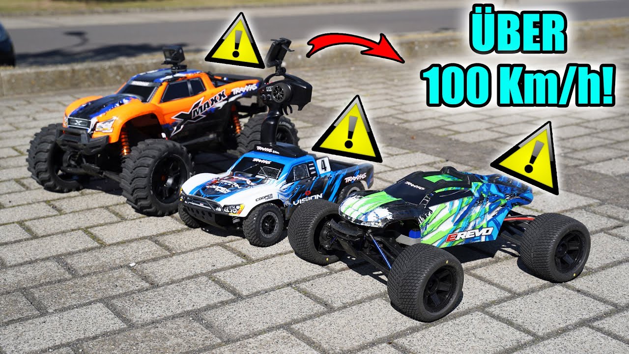 Wer knackt die 100 Km/h? - RC SPEEDTEST (Traxxas Slash, XMAXX und E-Revo)