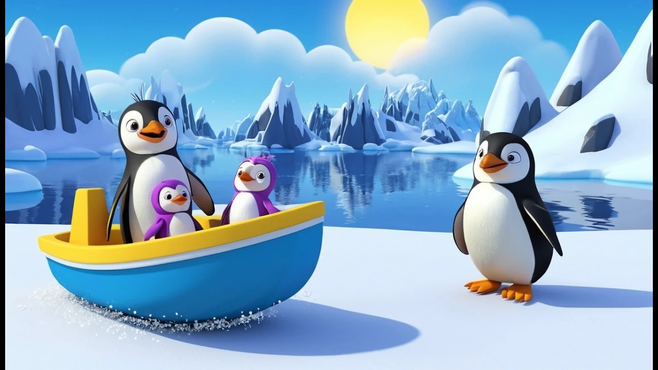 Два пингвина строят лодку из снега ❄️🐧