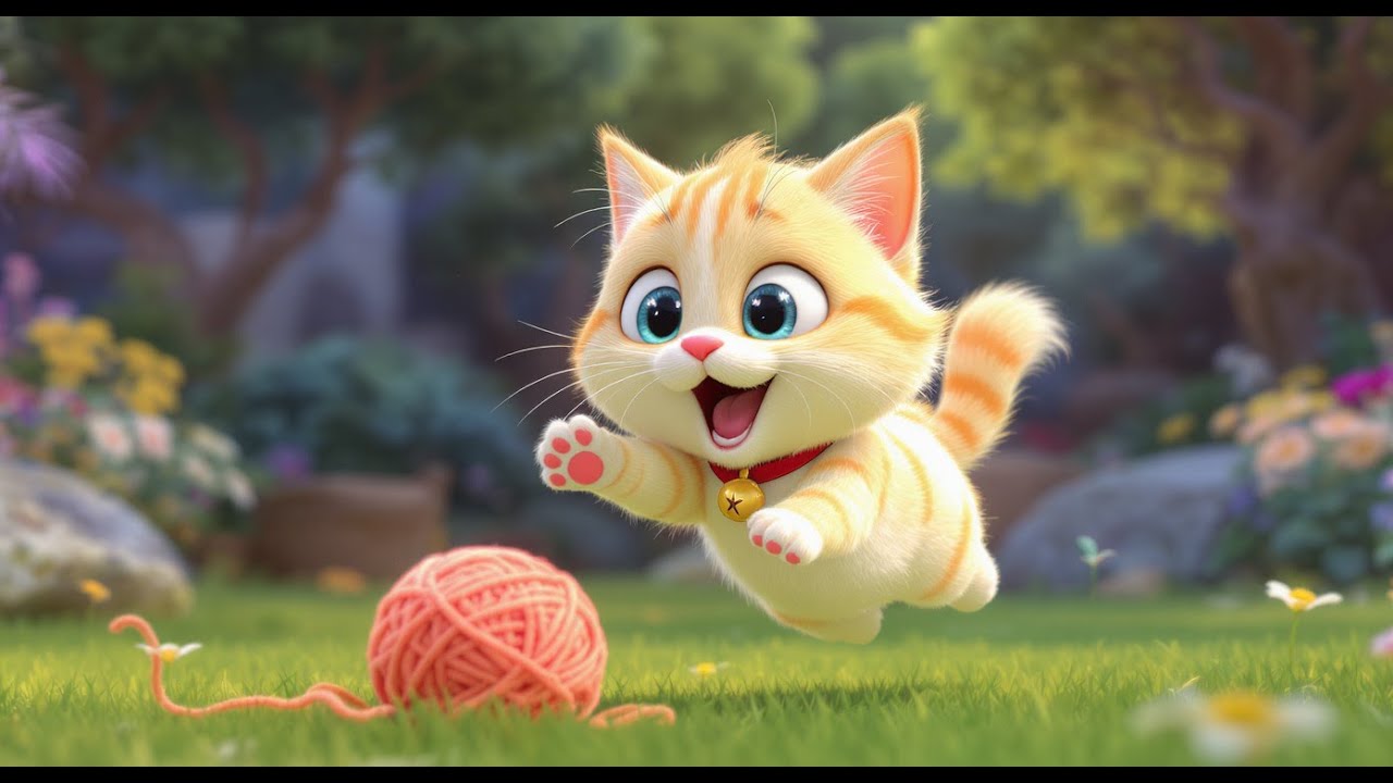 🐱🧶 ¡Corre, Salta y Juega con la Bola de Lana! | Canción Infantil Animada