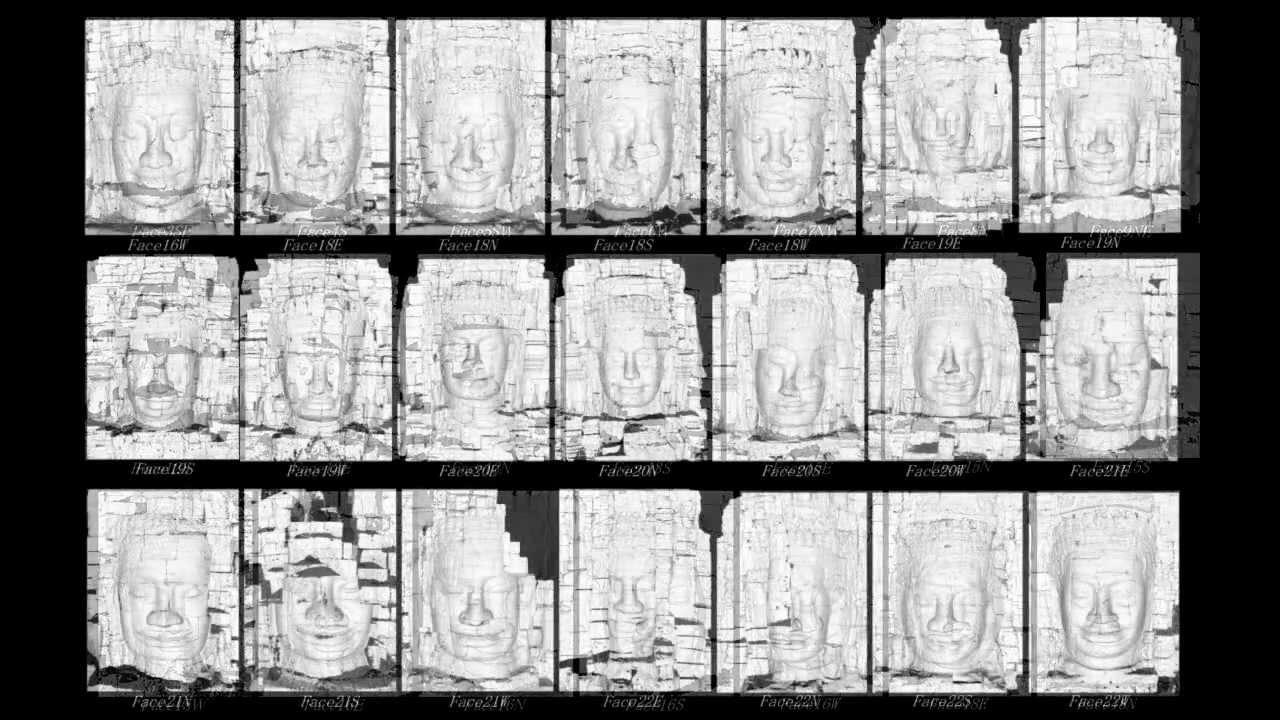 The Library of 3D God's Faces at Bayon Temple