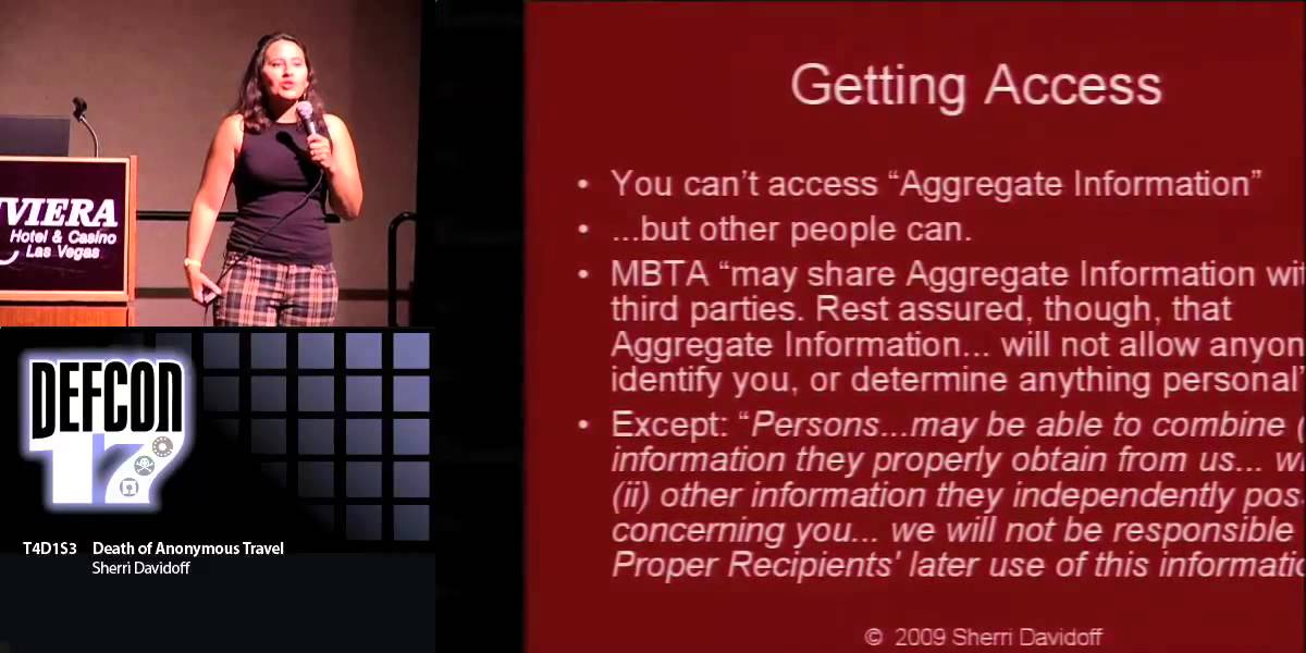 DEF CON 17 - Sherri Davidoff - Death of Anonymous Travel
