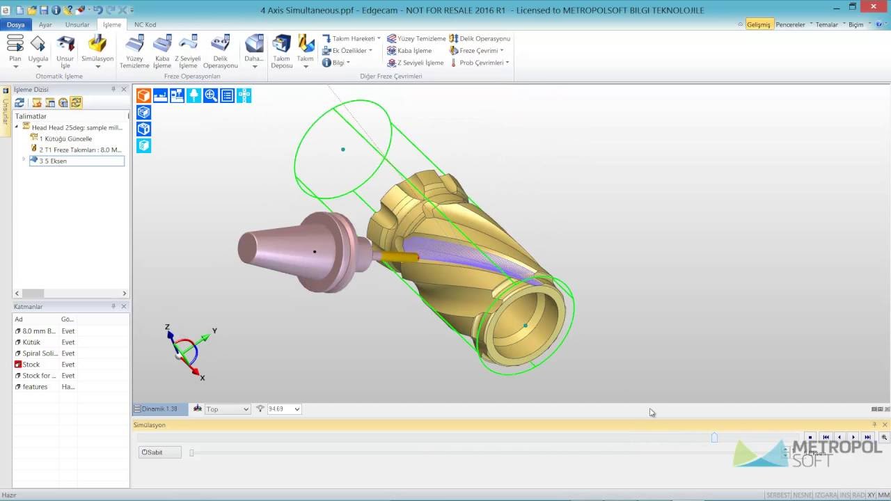 Edgecam Freze 4 Eksen Simültane