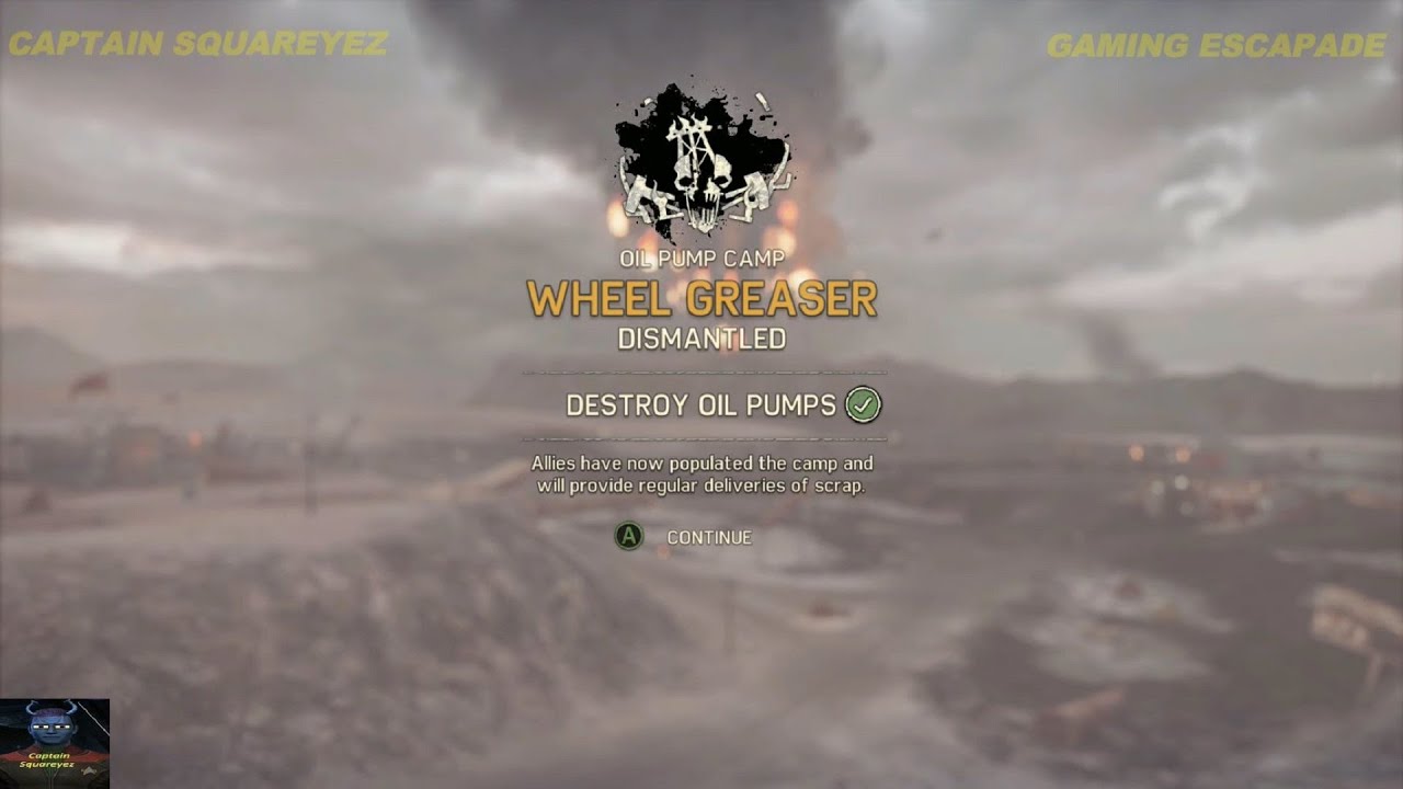 Mad Max - Wheel Greaser Oil Pump Camp - Walk Through Guide