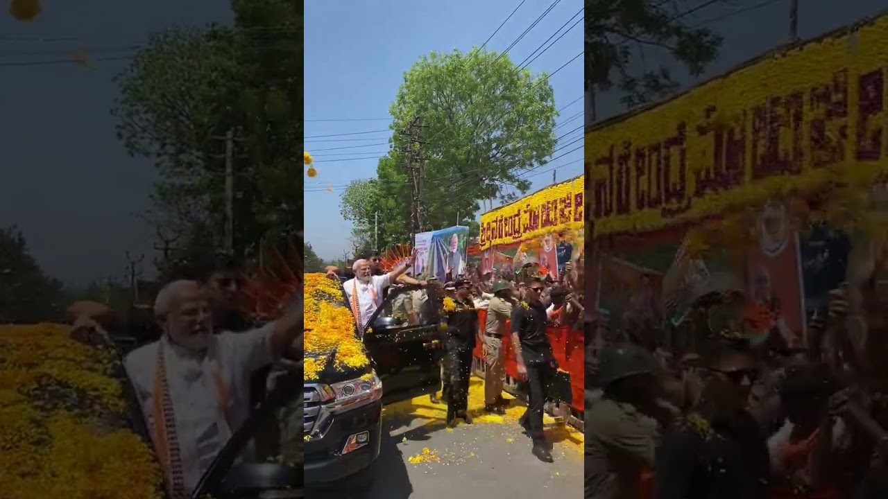 Mandya showers it's affection for PM Modi | Massive Karnataka roadshow