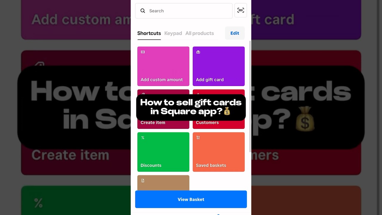 How to sell gift cards in Square app?