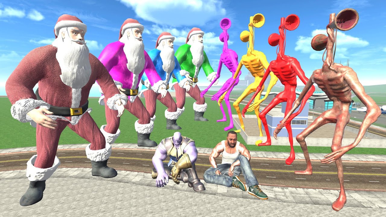 Siren Head Family vs Santa Claus Family & Franklin In Indian Bike Driving 3d