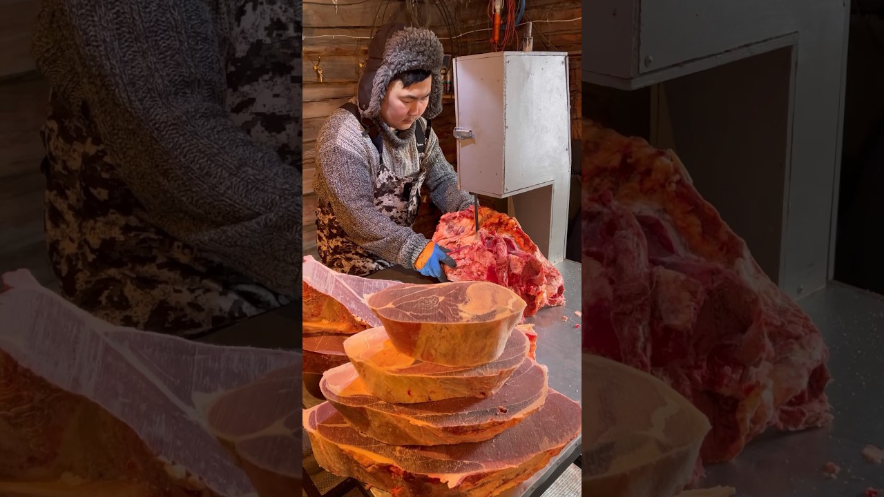 Cutting and storing meat🥩 / Разделка и хранение мяса🥩 #pandasakha #winter #yakutia #ice #meat