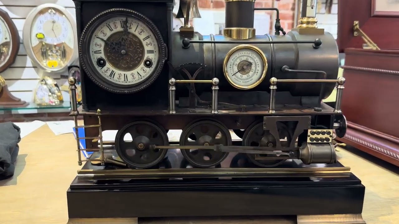 Amazing steam locomotive reproduction has a working clock/barometer/thermometer!!