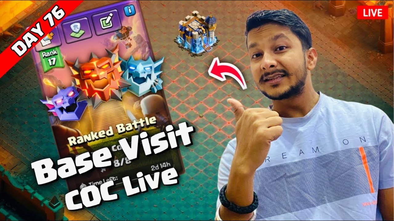 Day 76 Clash of Clans Live 🔴 TH18 Ranked Battle | Clan Rush Event | Base Visit | COC Live