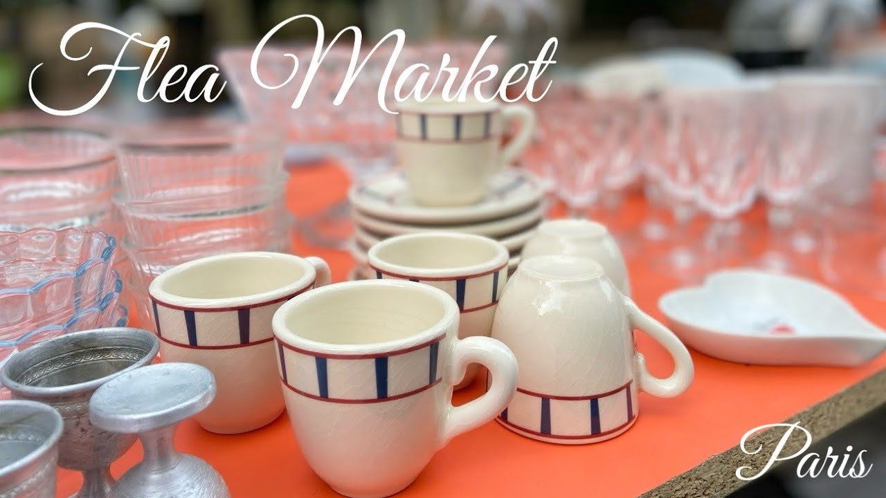 【蚤の市】食器以外にも色々素敵な物をじっくりと♪Flea Market in Paris💛自分の絵を食器などの商品として販売している夢のショップ♡Marin Montagutマランモンタギュー