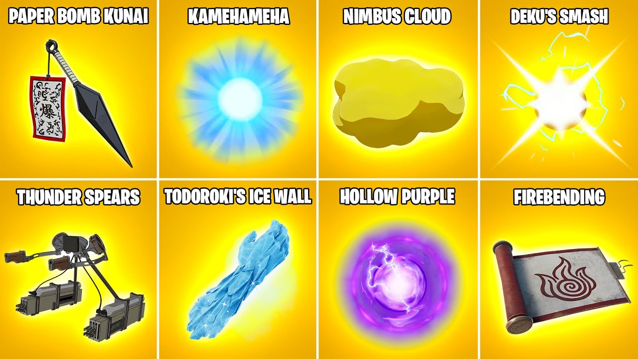 Evolution of All ANIME/CARTOON Mythic Weapons & Items in Fortnite (Chapter 1 - Chapter 5)