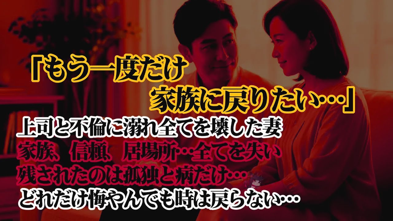 【離婚】妻「もう一度だけ家族に戻りたい…」職場の上司と不倫に溺れ全てを壊した妻…家族、信頼、居場所…全てを失い残されたのは孤独と病だけ…どれだけ悔やんでも時は戻らない…【シタ妻】