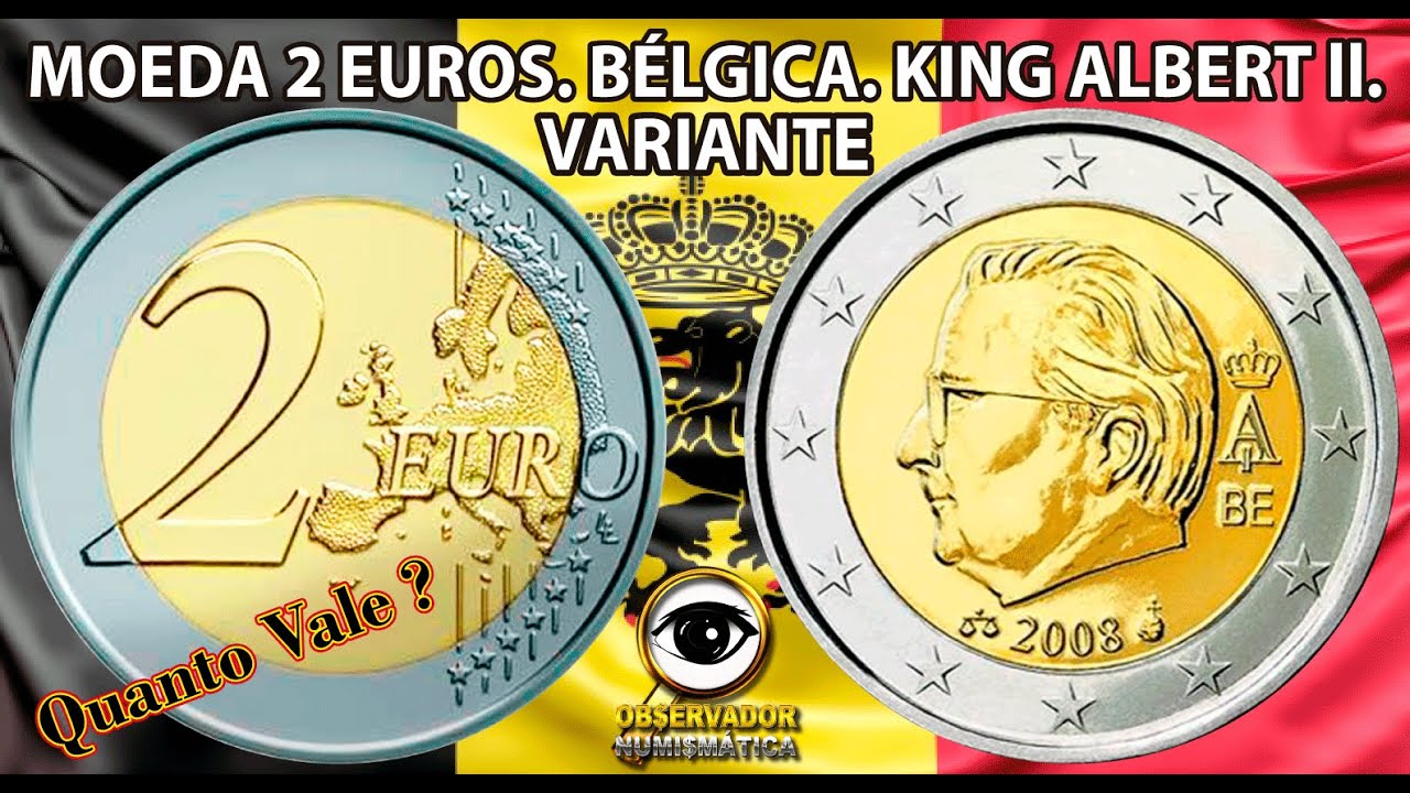 MOEDA VARIANTE 2 EUROS BÉLGICA 2008 REI ALBERTO II