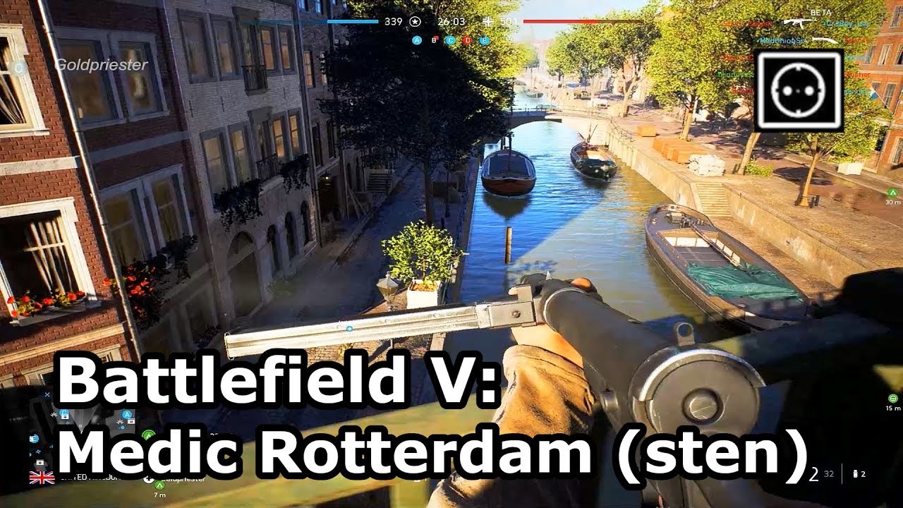 Battlefield V: Gameplay Rotterdam medic - Sten Gun - British side (Conquest)