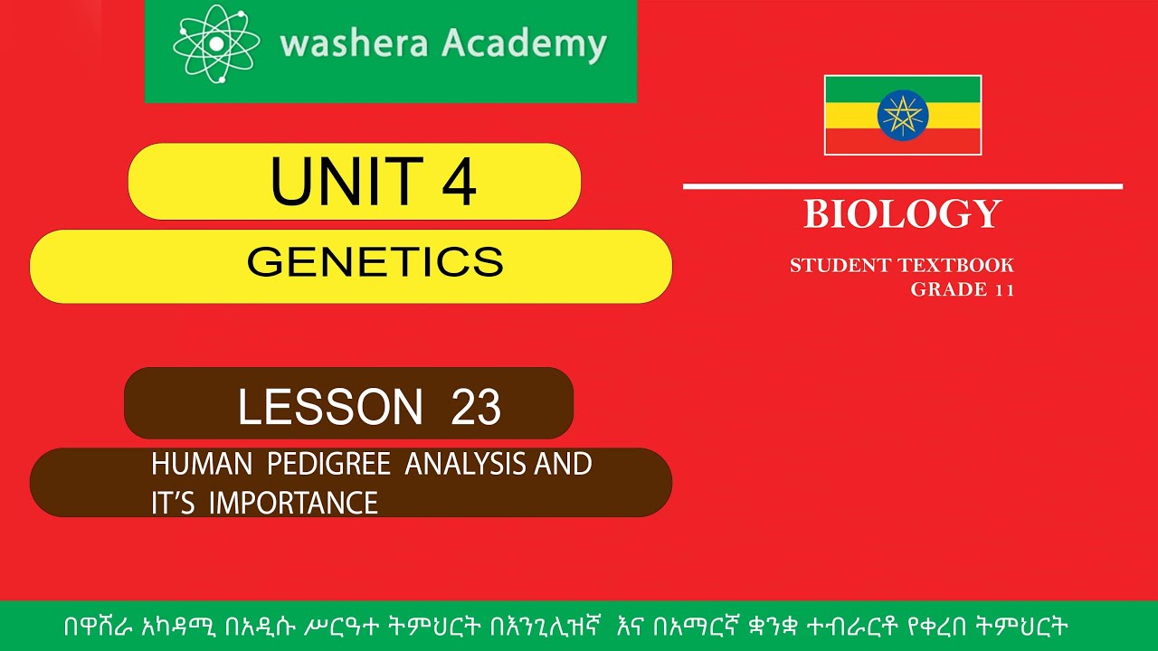 BIOLOGY  GRADE  11  UNIT  4   LESSON   23  HUMAN  PEDIGREE ANALYSIS AND  IT'S  IMPORTANCE