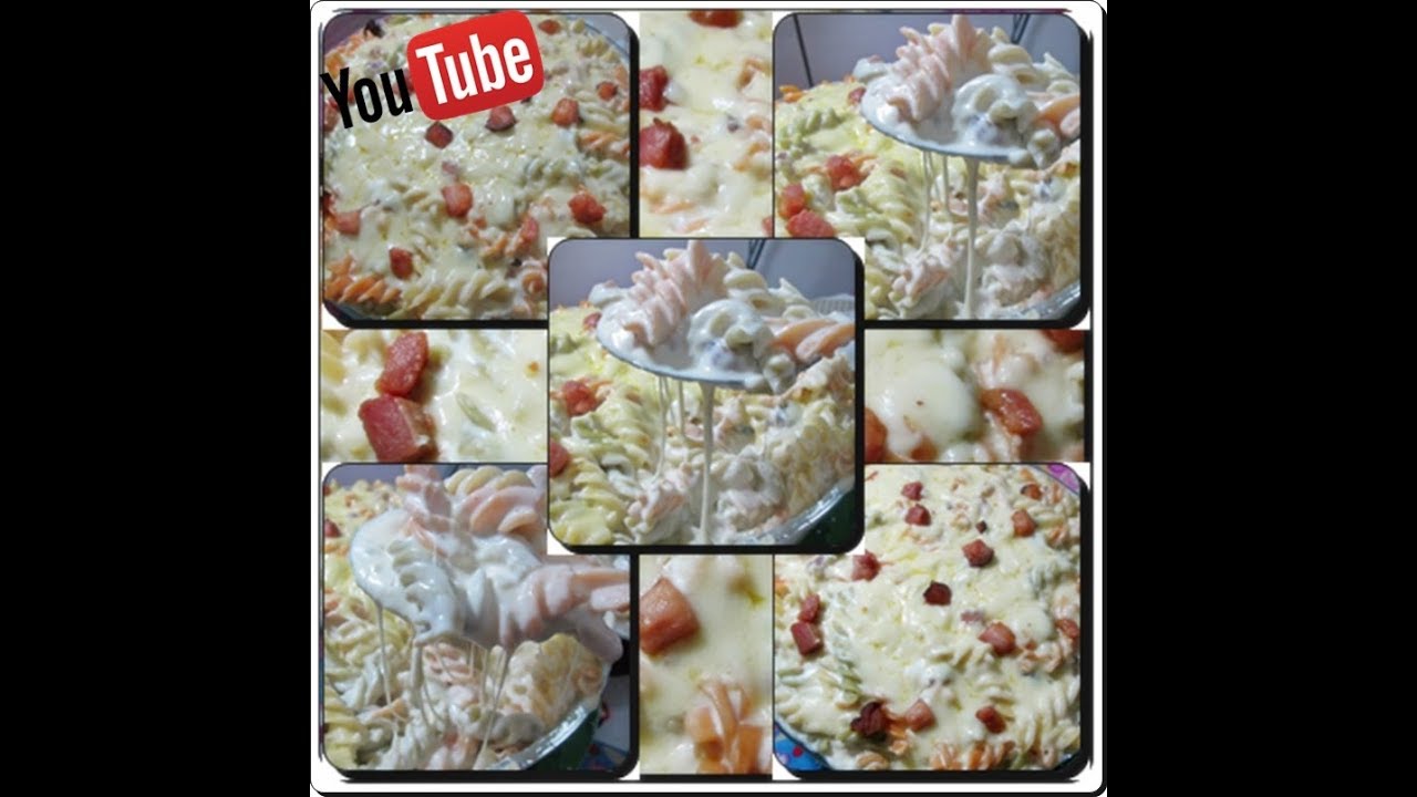 Macarrão com Bacon e Molho Branco com Queijo
