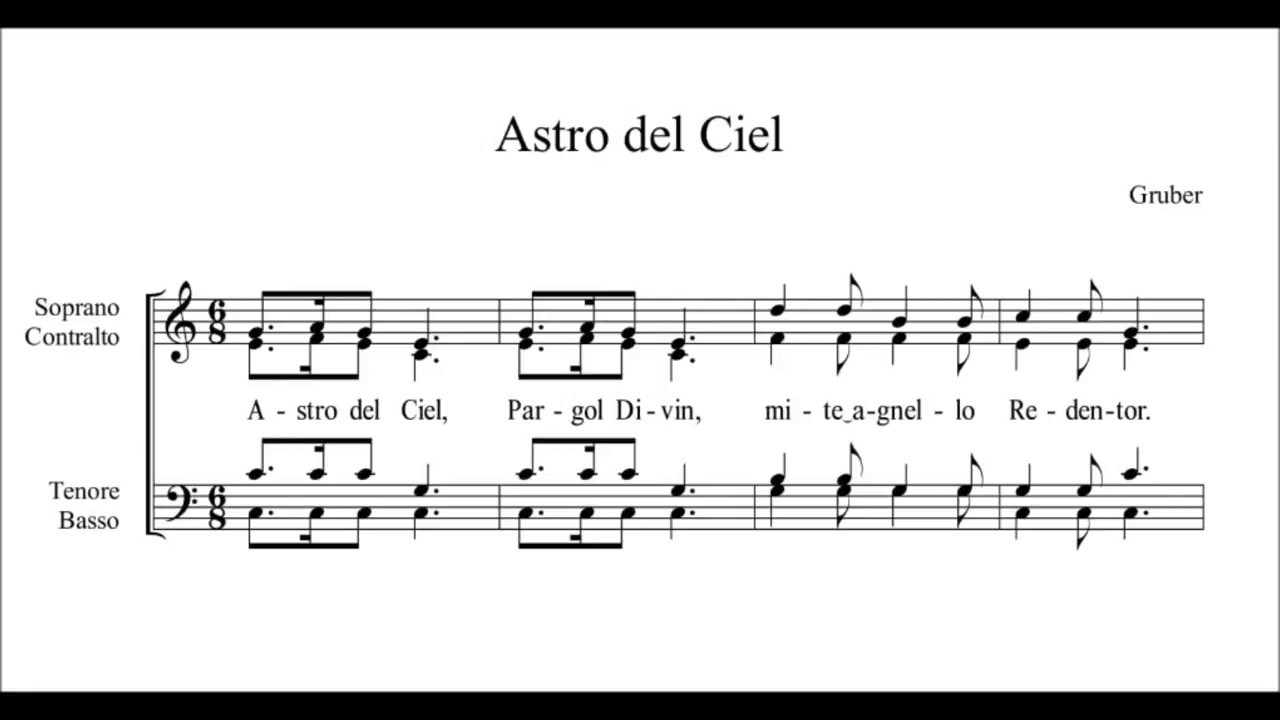 Astro del ciel, Gruber, tutti, soprano, contralto, tenore, basso, studio