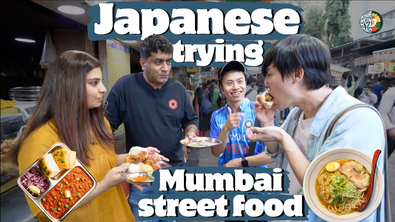 Japanese trying Mumbai Street Food | Pav Bhaji | Pani Puri | Khaugalli