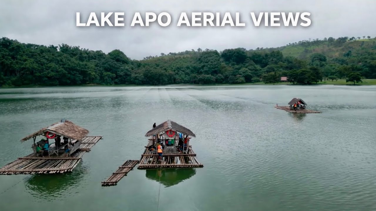 Aerial views of Lake Apo — emerald crater waters and lush hills in Valencia, Bukidnon. 🌿💧🚁
