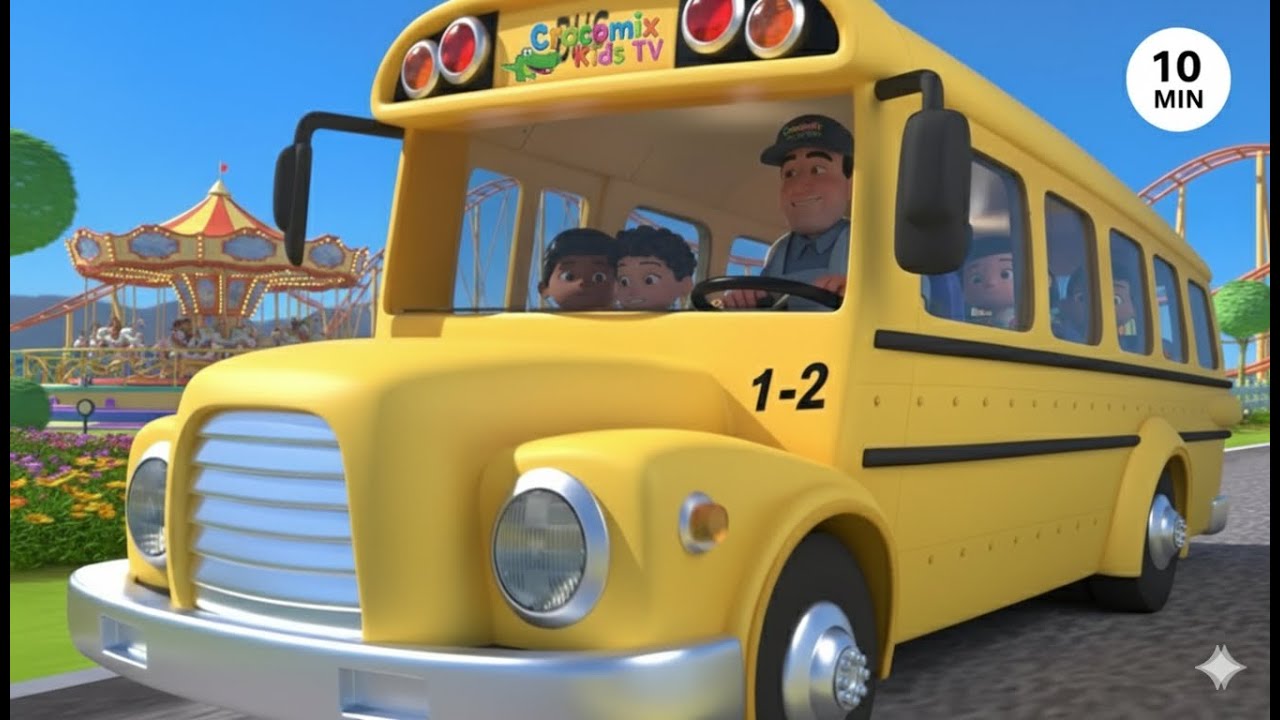Wheels on the Bus | Compiled from the Bus - 10 MINUTES 2X Speed | Crocomix Kids TV