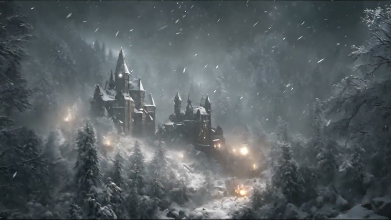 Snowstorm and Howling Winds in Mountain Castle. Sounds of Blizzard for Sleep. Cold Winter Night.