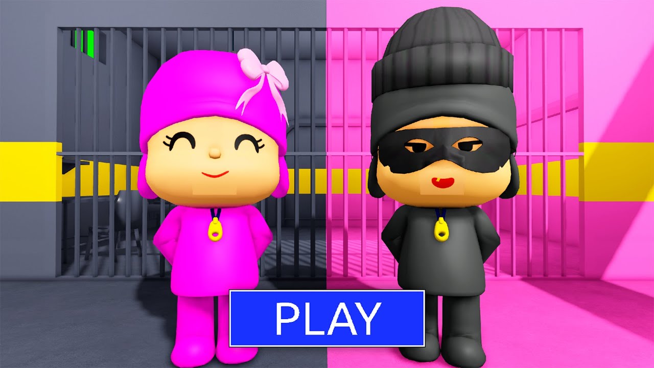 POLICE GIRL VS POCOYO THIEF in BARRY’S PRISON RUN! 