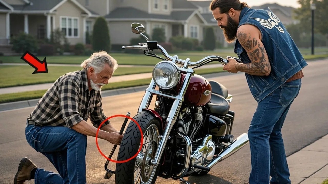 Ein alter Mann reparierte einem Fremden den Reifen – am nächsten Tag kamen 80 Hells Angels.
