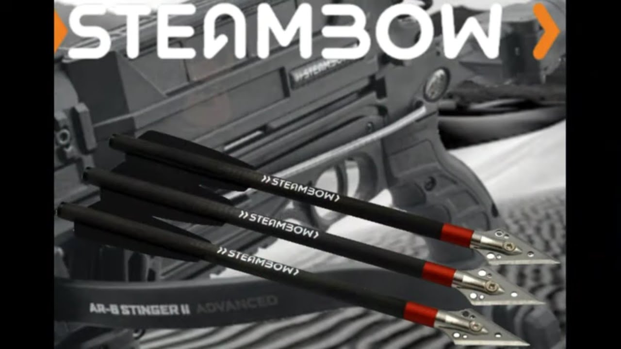 Steambow M10 V AR-6 Stinger 2 с тяжёлыми широкими наконечниками
