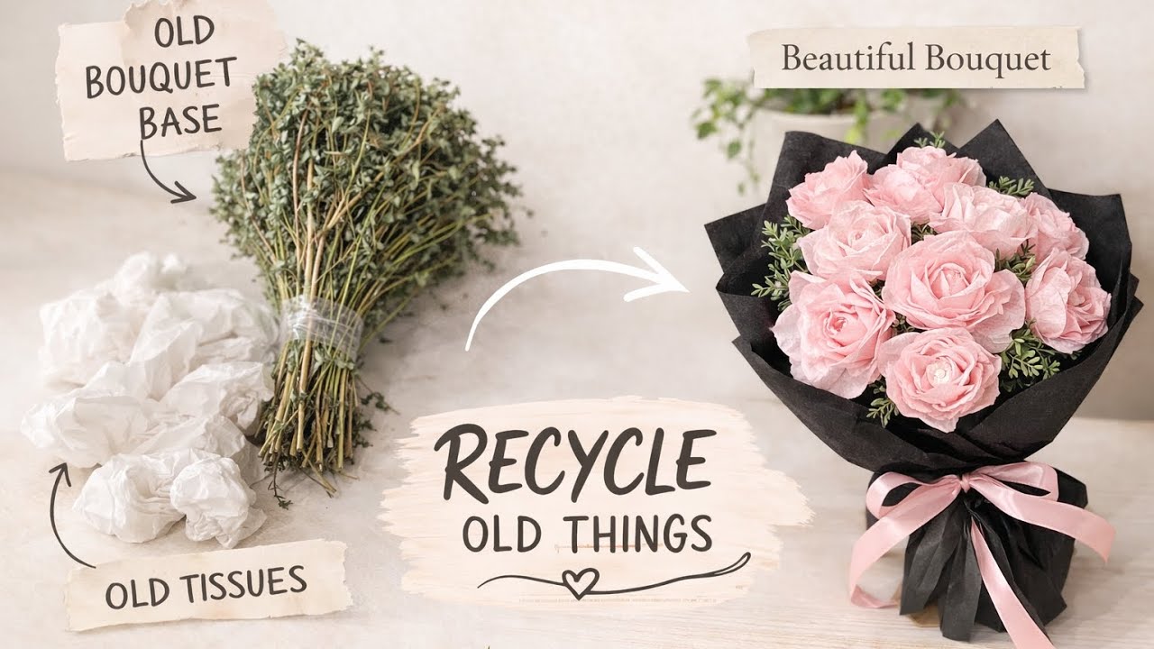 Before Throwing Old Tissues… Watch This! Turning Old Tissues into bouquet🌸 Recycling Old Tissues DIY