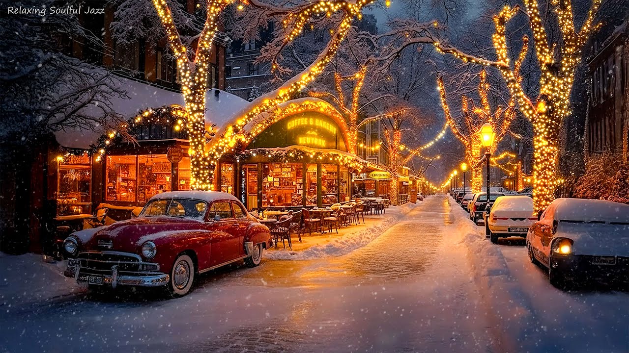Quiet Winter Night Jazz ☕ Piano Jazz Instrumental at an Outdoor Cafe for a Relaxing Mood 🎶