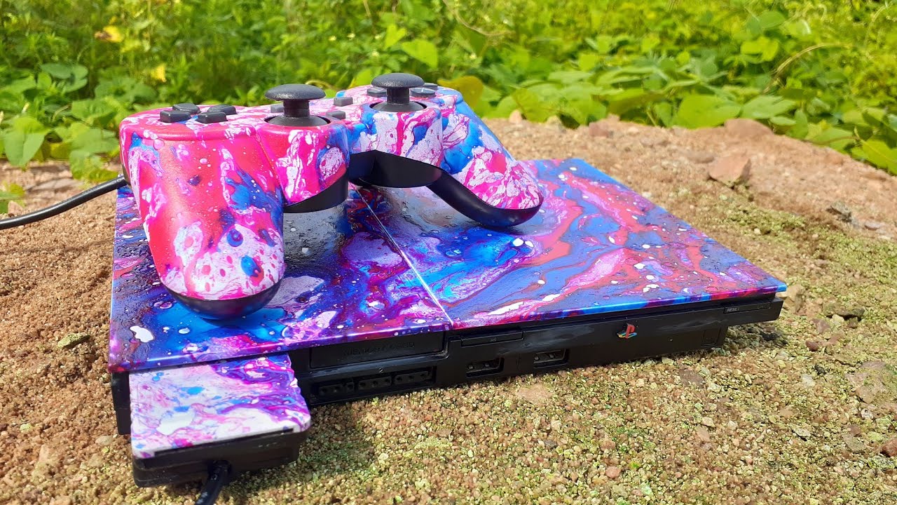 PERSONALIZEI MEU PS2 COM  HYDRO DIPPING (PINTURA NA ÁGUA)
