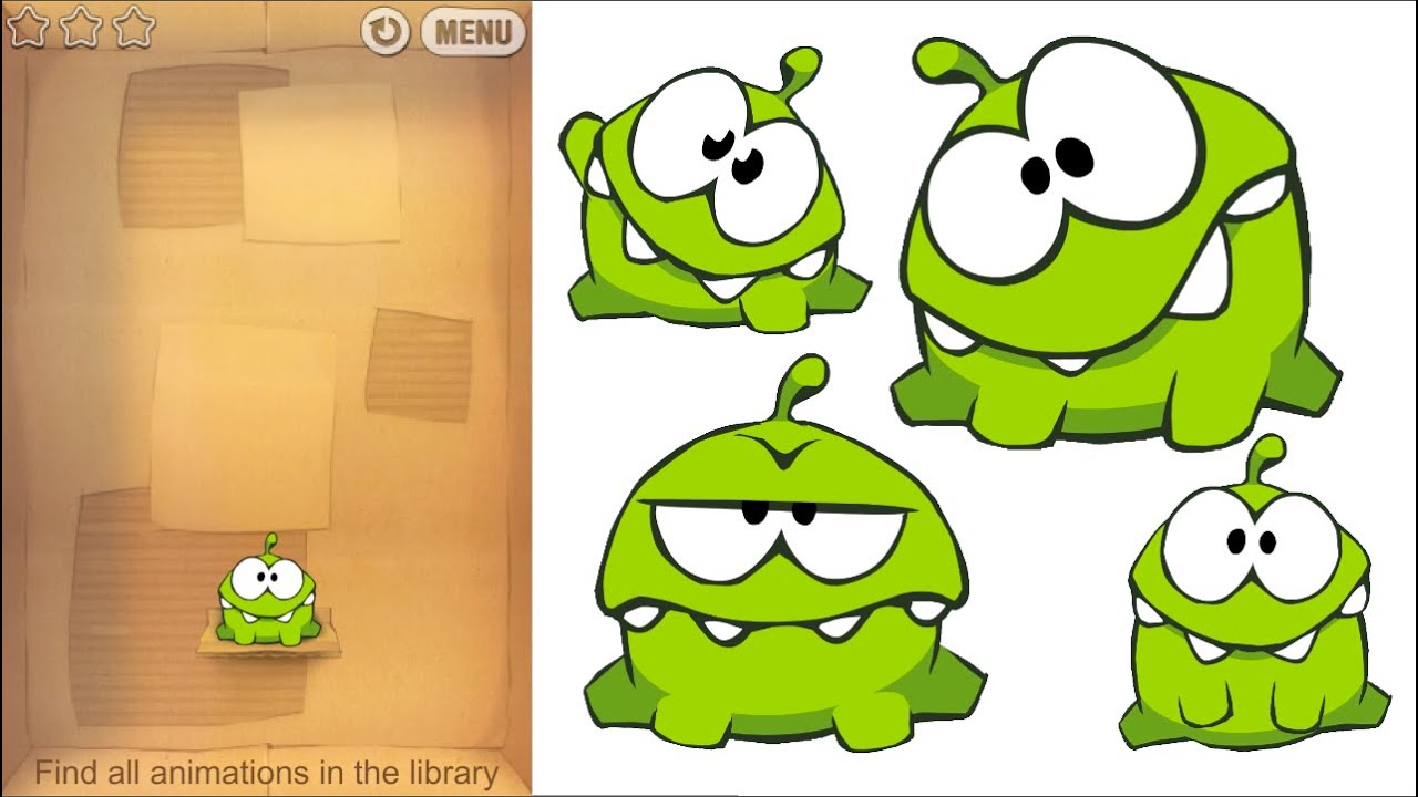 Cut The Rope - Om Nom Animation Showcase (ft. Unused Animations!) - CTR_OmNom.fla