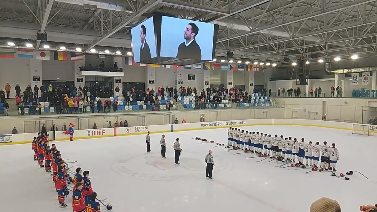 Croatia national anthem hockey match Romania vs Croatia