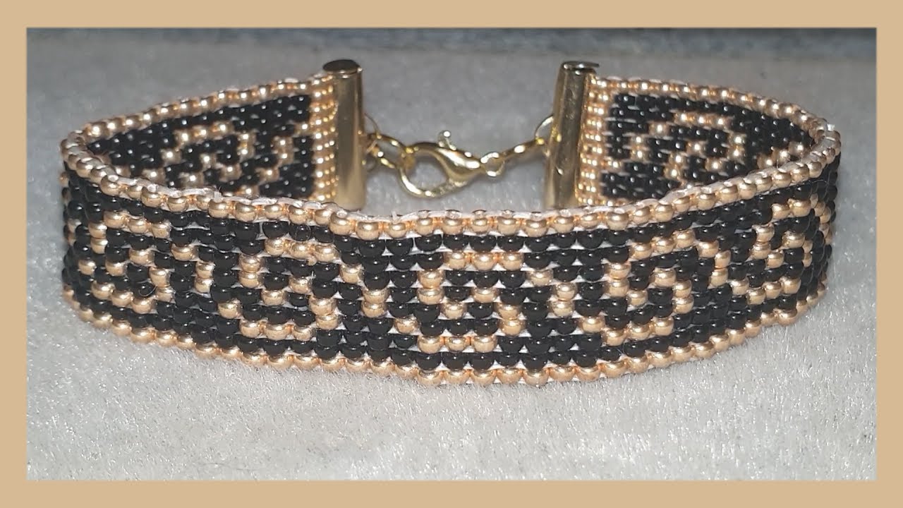 Bracelet Loom weavy doré et noir