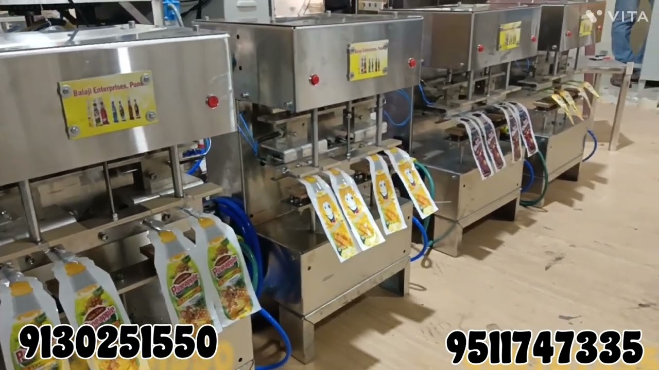 4 nozzle automatic juice pouches filling and sealing machine,low investment,high demand product