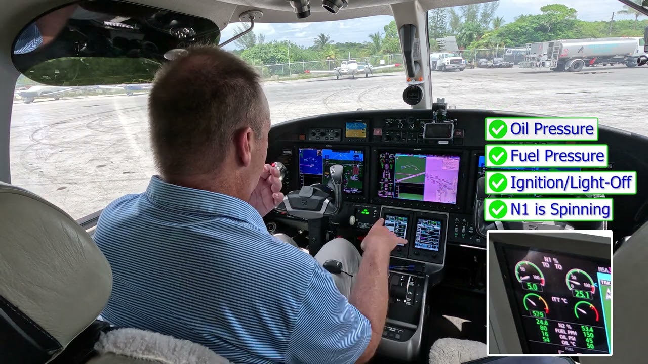 Последовательность запуска и инициализации двигателя Citation CJ3+ при питании от аккумулятора