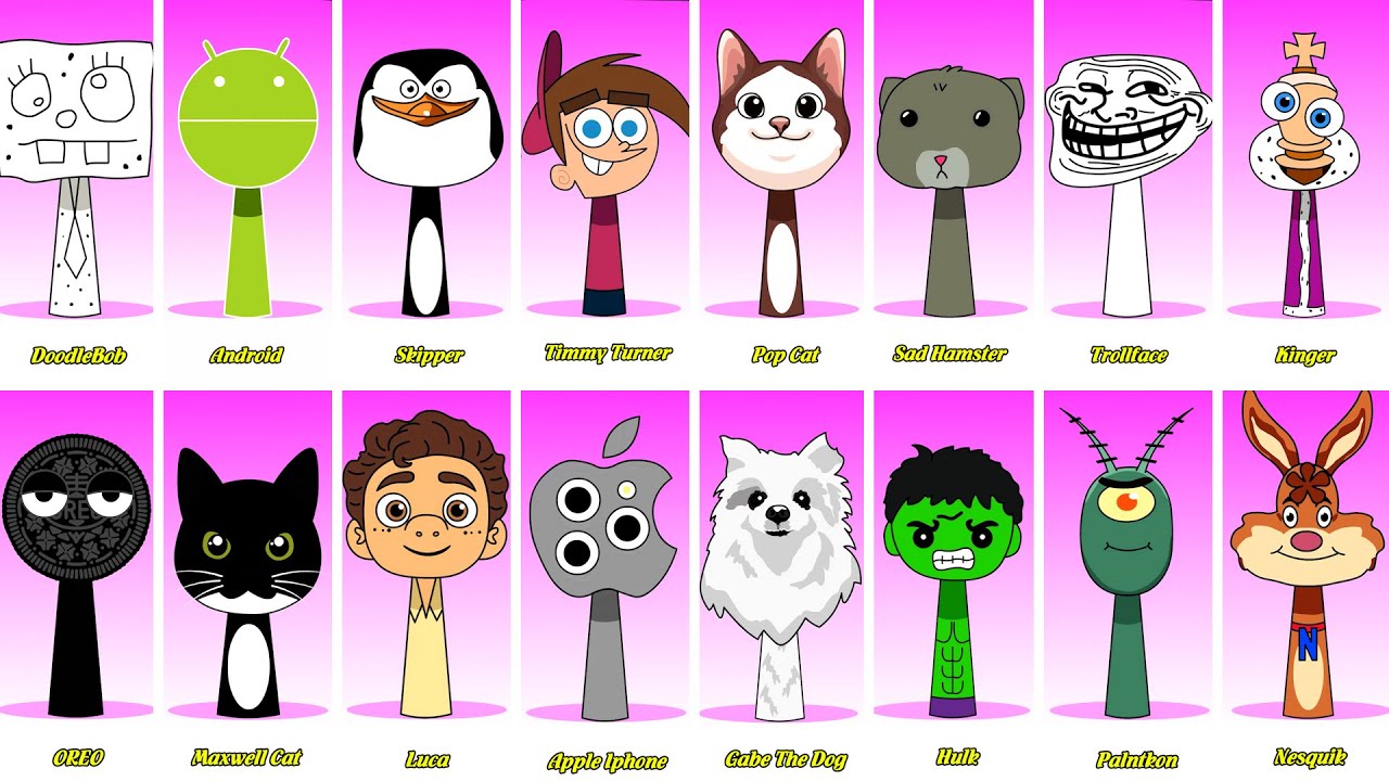 Incredibox Sprunki OC Phase 1 to Phase 4 TrollFace, Timmy Turner (The Fairly Oddparents), Pepe