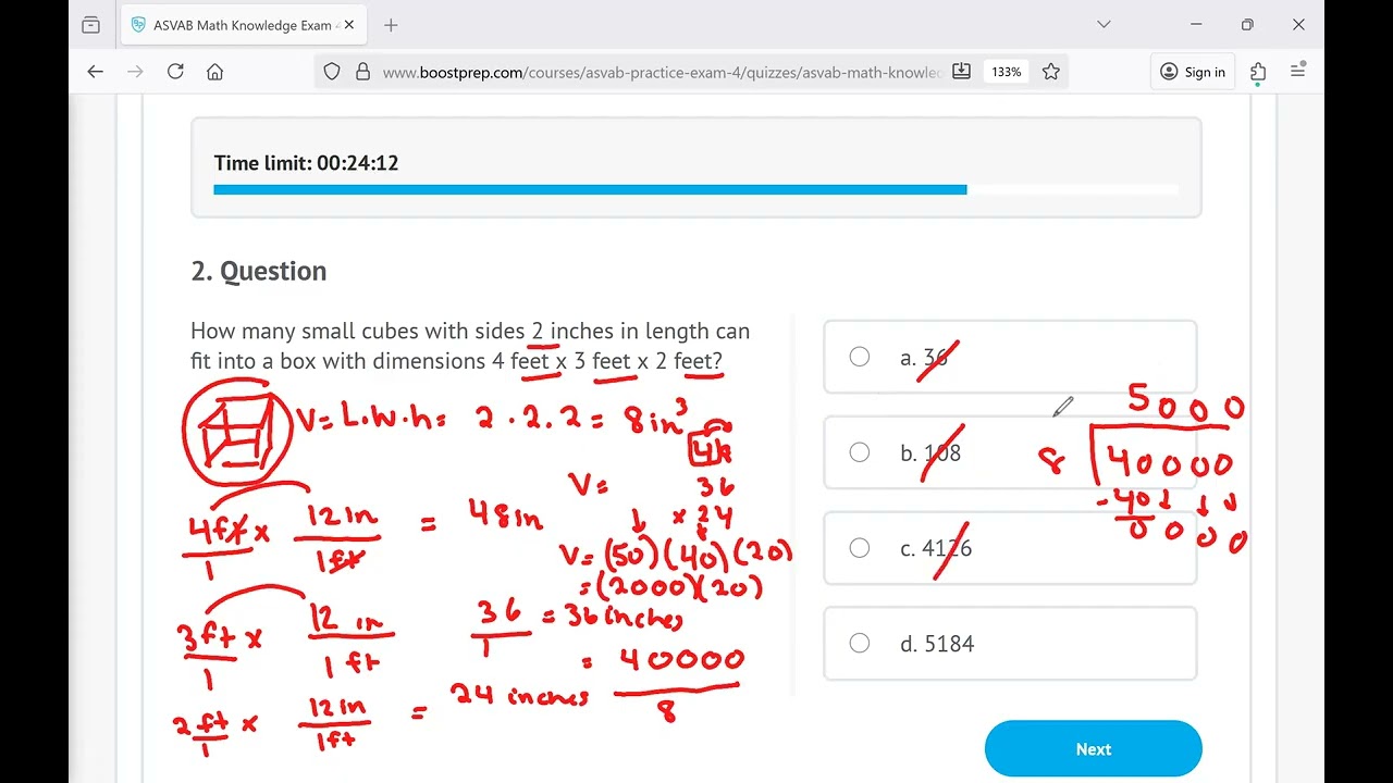 ASVAB Math Knowledge Exam 4