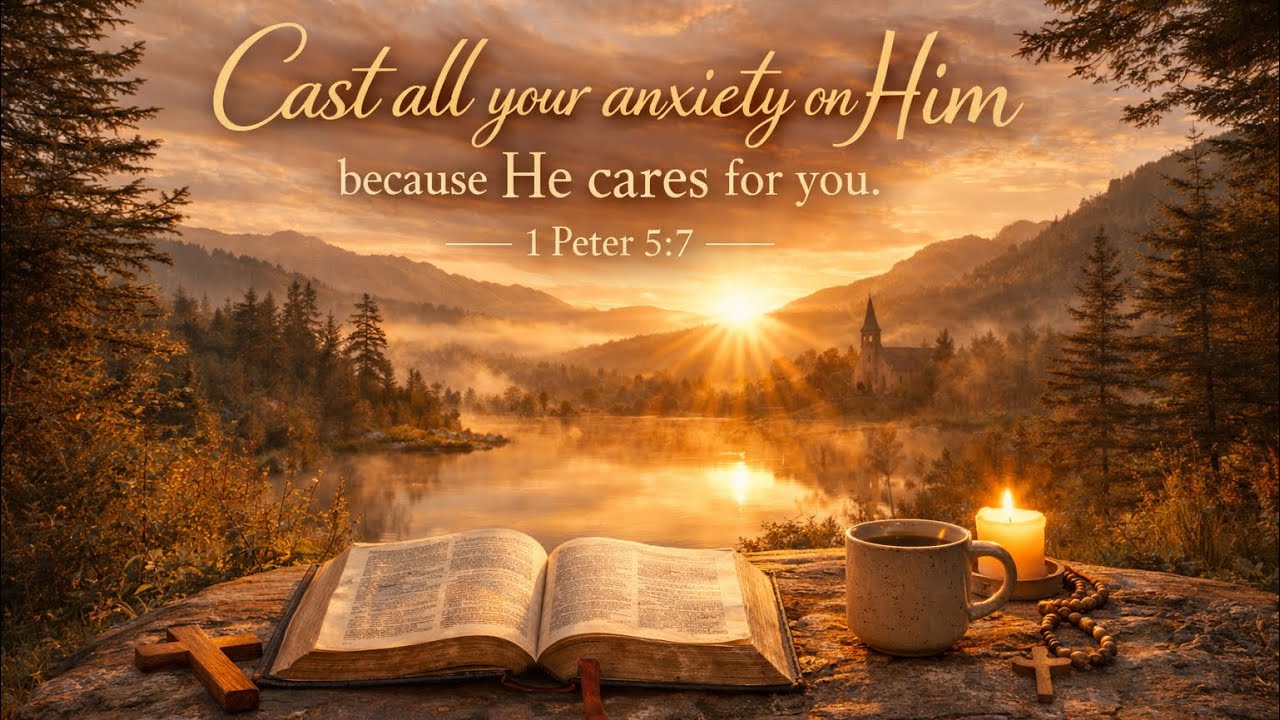 Christian Background Ambience Bible Verse Loop 1 Peter 5:7 Casting Anxiety on Him