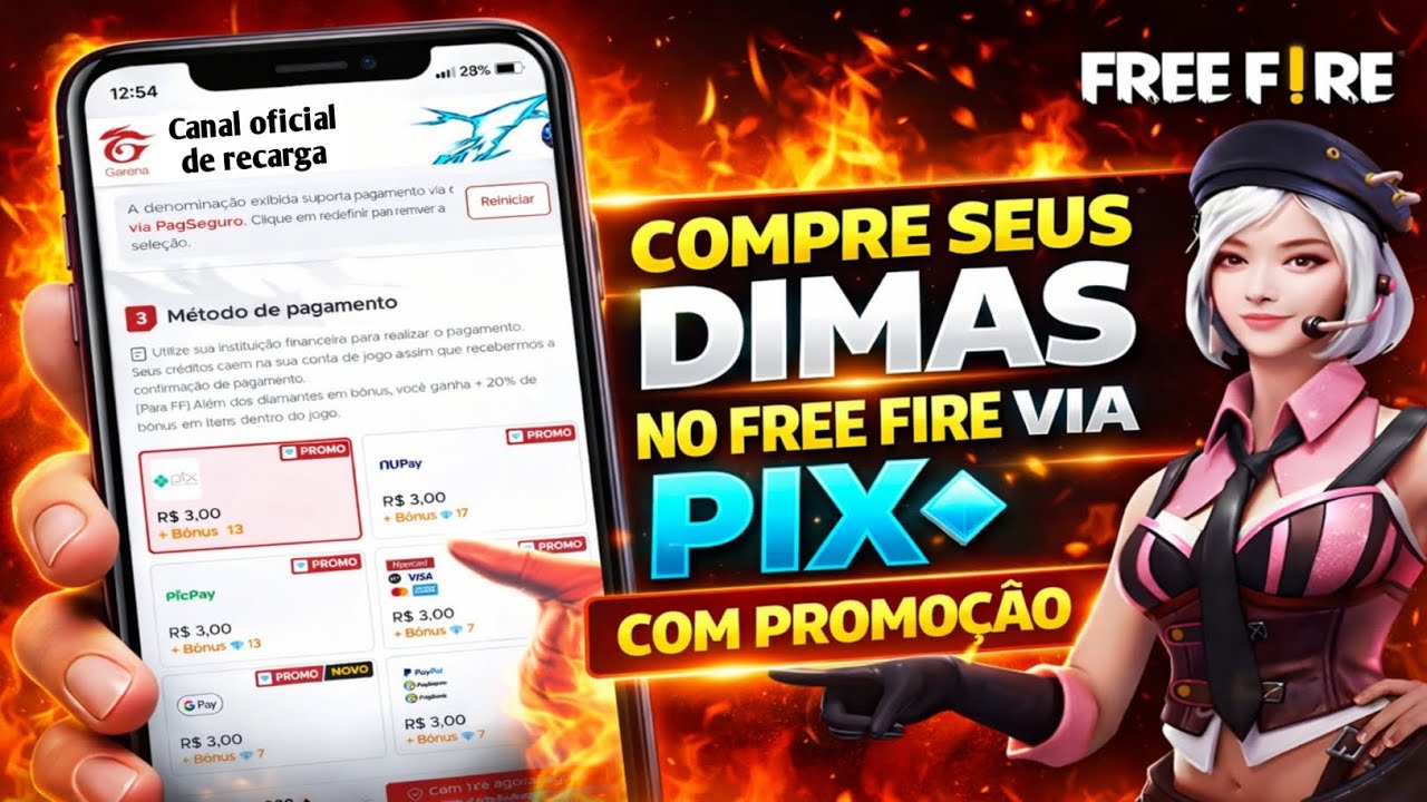 COMO COMPRAR DIAMANTES NO FREE FIRE VIA PIX NO RECARGA JOGO COM CÓDIGO PROMOCIONAL (ATUALIZADO)