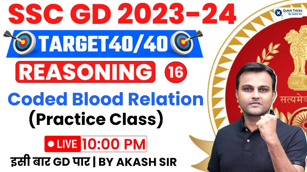 SSC GD 2024 | Coded Blood Relation (Practice Class) | Reasoning by Akash Chaturvedi Sir