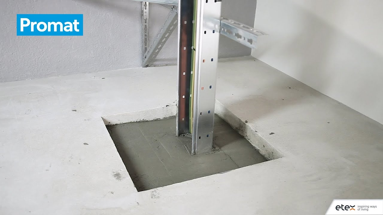 Montage - Promat® PROMASTOP®-M brandwerende mortel in een massieve vloer