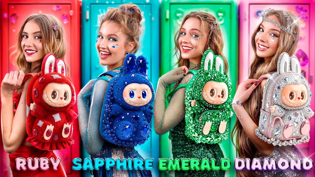 &iexcl;Rub&iacute; Pobre vs Esmeralda Rica vs Zafiro Mega Rica vs Diamante Ultra Rica! Joyas en la Escuela