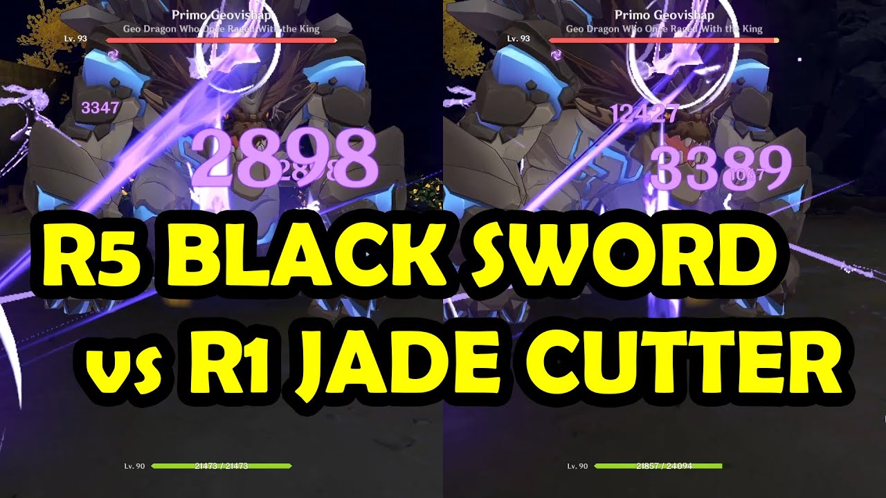[UPDATED] The Black Sword R5 vs Primordial Jade Cutter R1 on C6 KEQING | Genshin Impact