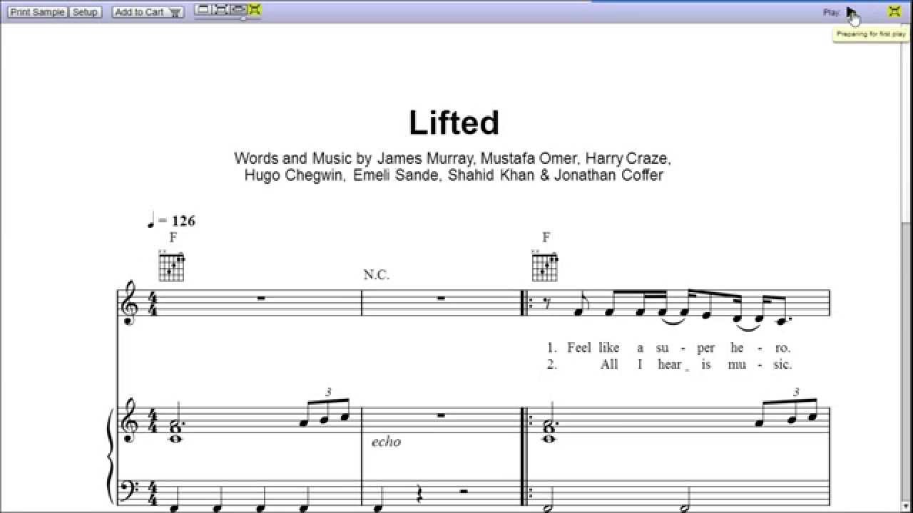 Lifted by Naughty Boy - Piano Sheet Music :Teaser