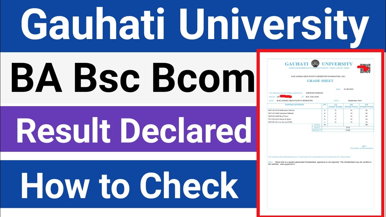 Gauhati University BA Bsc Bcom Result Declared | Re-evaluation Result | 6th Semester Result