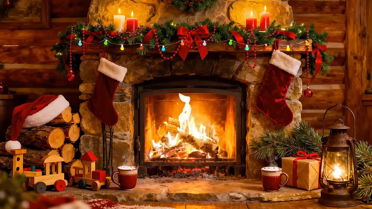 Relaxing Christmas Music Fireplace 🔥 Peaceful Christmas Ambience 🎄 Soothing Christmas Ambience