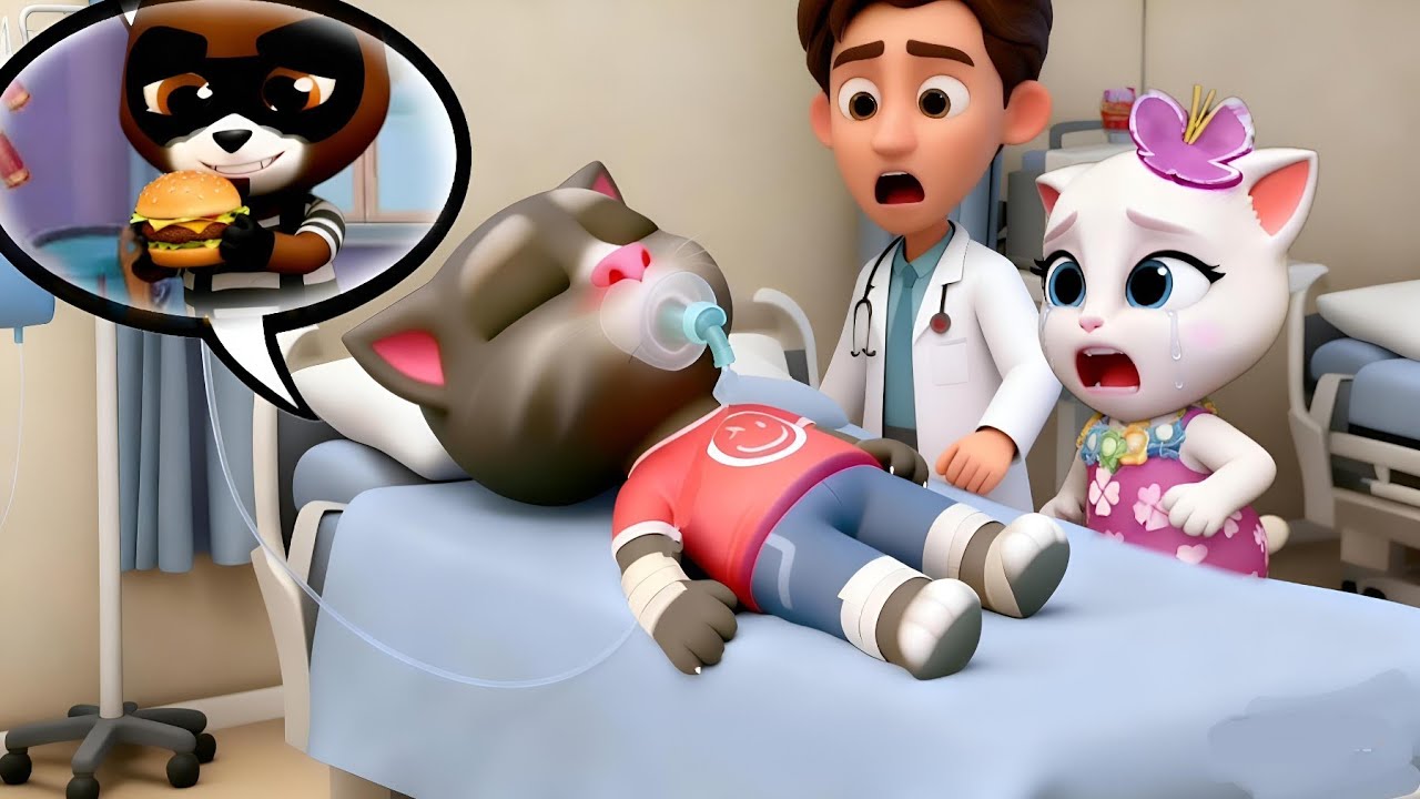 The thief caused all the trouble, but Tom ended up in the hospital. My Talking Tom and friend