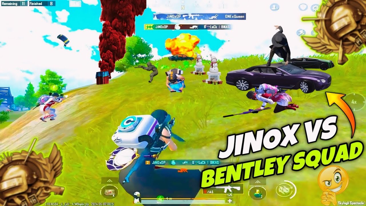 JiNOx vs Bentley Squad🥶// Fastest💨 Rush Gameplay Moments🔥// in BGMI JiNOx OP