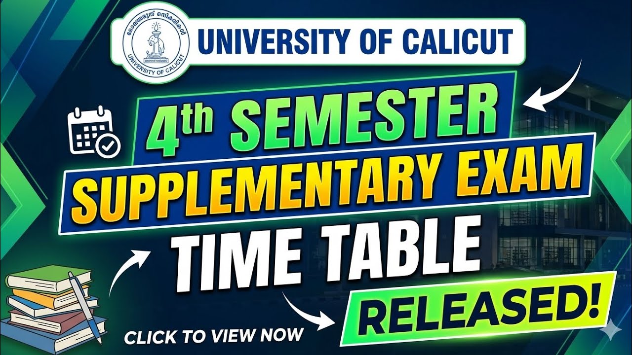 Calicut University 4th Semester Supplementary exam time table Released 